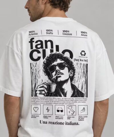Mann mit dem Siebdruck Shirt Fanculo