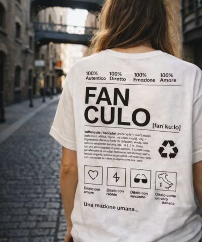 Frau mit dem Siebdruck Shirt Fanculo